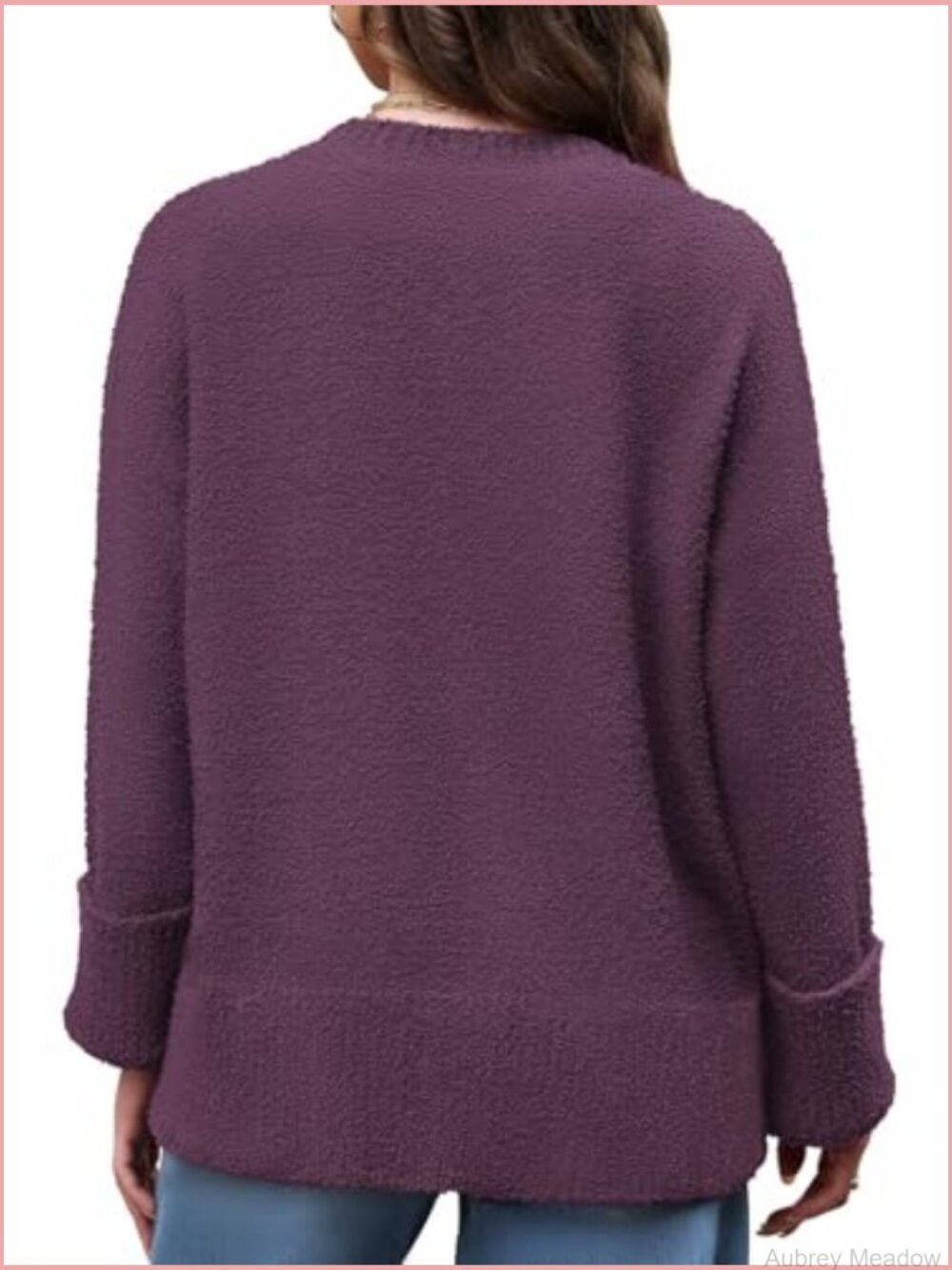 Cozy Fuzzy Knit Crewneck Pullover Sweater Loose Chunky Top - Picture 5 of 6